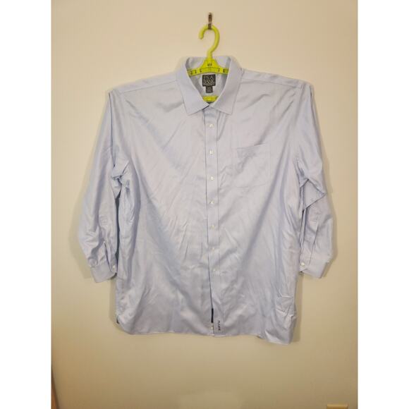 Jos. A Bank Signature Shirt Mens 19 36 Blue Herringbone 100% Cotton Long Sleeve - Picture 4 of 10